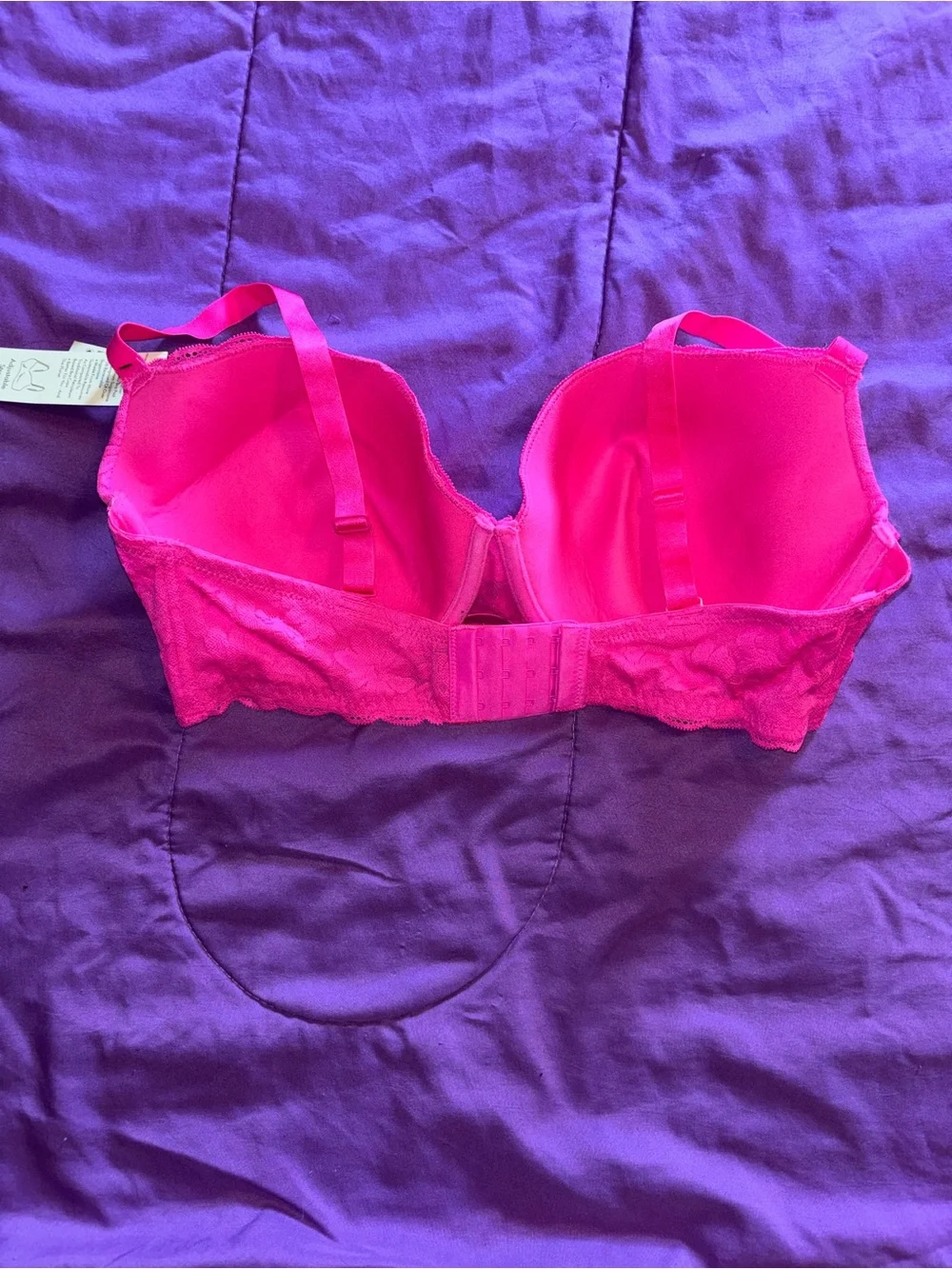 No Boundaries Bright Pink Lace Balconette Bra